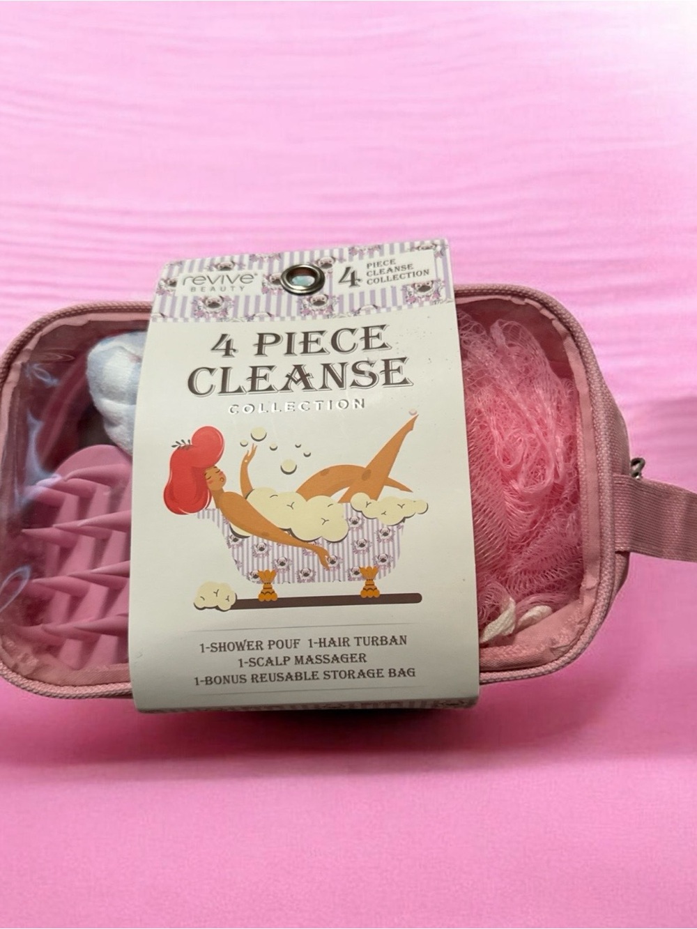 4-Piece Cleanse Collection - Pink Bath & Body Set